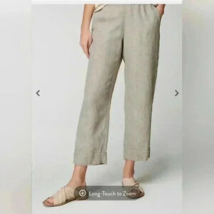 Pure Jill 100% Linen Trapunto Cropped Pants‎ Vacation Resort Coastal Beach